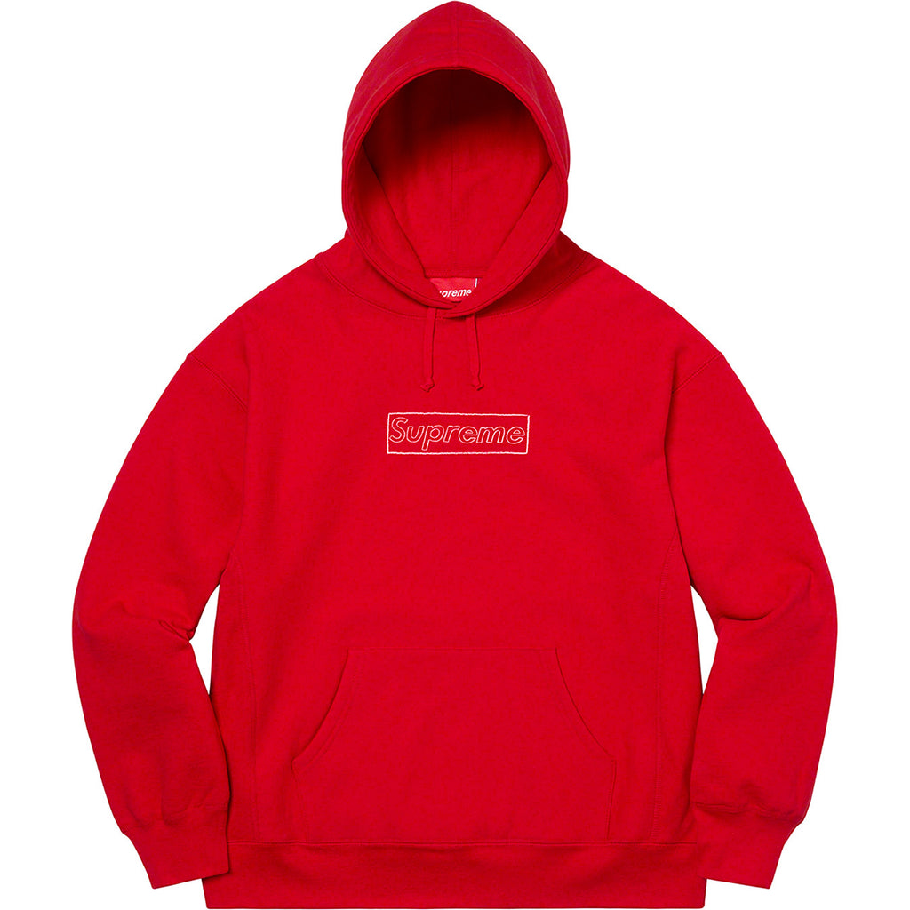 Supreme hoodie best sale black red logo